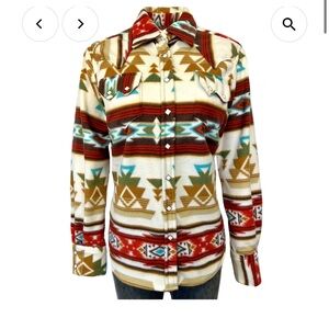 Rock mount Ranchwear Women’s Native Pattern Fleece Western Shirt — Large — NWOT